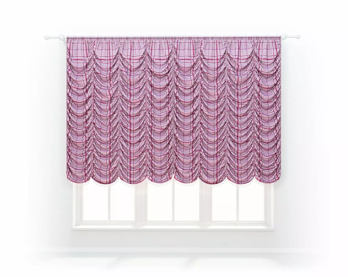 厨房里的法国窗帘（71张照片）：“边场”窗帘内部，设计，品种和材料的想法，选择的提示 9348_53