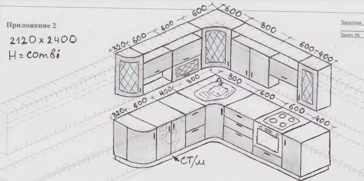 Dimensioni di teste da cucina (30 foto): progetti di fascia con dimensioni standard con dimensioni standard, standard di profondità e larghezze di cucina, dimensioni del mobile non standard, parametri di altezza e lunghezza 9359_26