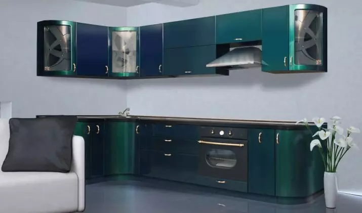 Cozinhas esmeraldas (35 fotos): Características de cor em design de interiores, cozinhas emerald branco e outras combinações 9360_28