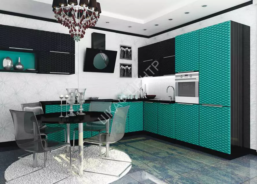 Emerald Dapur (35 gambar): Ciri-ciri warna dalam reka bentuk dalaman, dapur putih-zamrud dan kombinasi lain 9360_7