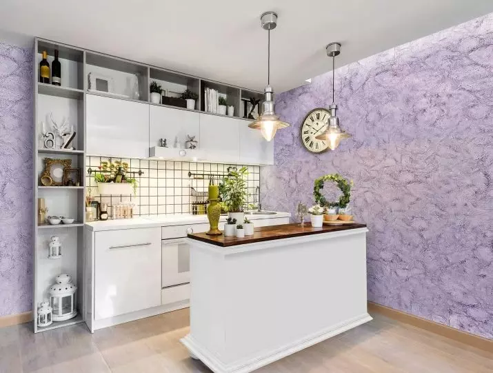 Tynk dekoracyjny w kuchni (54 zdjęcia): Wenecki tynk do dekoracji wnętrz ścian i kortowanych tynku w mieszkaniu, inne rodzaje we wnętrzu 9371_49