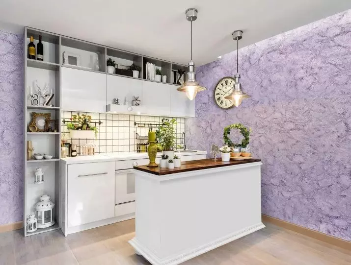 Plester dekoratif di dapur (54 foto): Plester Venesia untuk dekorasi interior dinding dan corak plester di apartemen, jenis lain di interior 9371_49