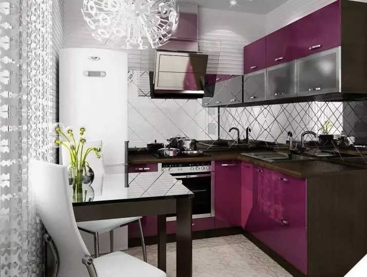 Rohové slúchadlá pre malé kuchyne 6 metrov štvorcových. M (42 fotografií): Dizajn malej kuchyne s chladničkou a kuchynským nábytkom, príkladmi plánovania, interiérový dizajn 9372_40