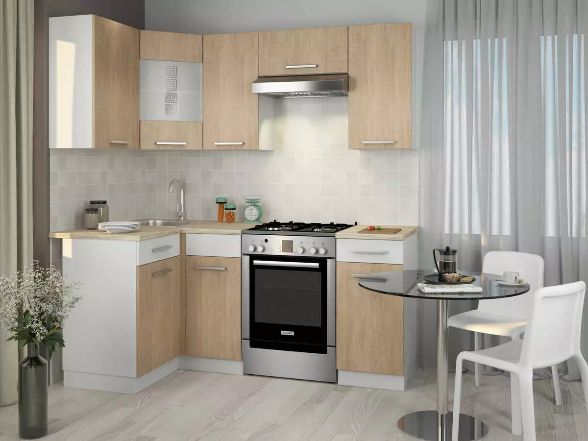 Cucine modulari (79 foto): mobili in Provenza e cuffie da cucina in altri stili. Scelta delle cucine pronte in classe economica 9381_18