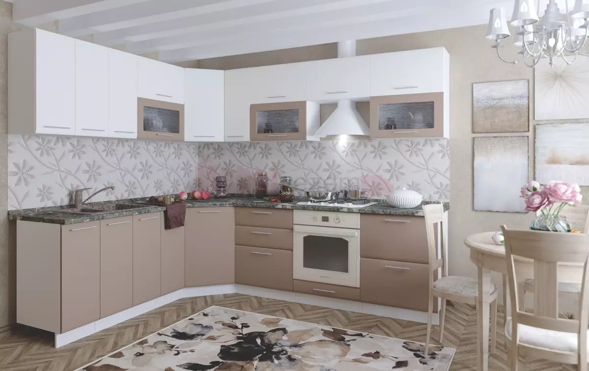 Modulära kök (79 foton): Provence möbler och kök headset i andra stilar. Val av färdiga kök Ekonomiska klass 9381_27