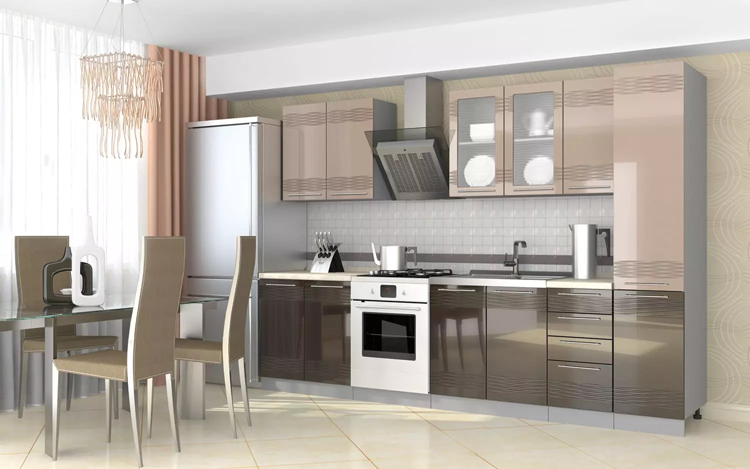 模塊化廚房（79張照片）：普羅旺斯家具和其他款式的廚房耳機。選擇現成廚房經濟級 9381_7