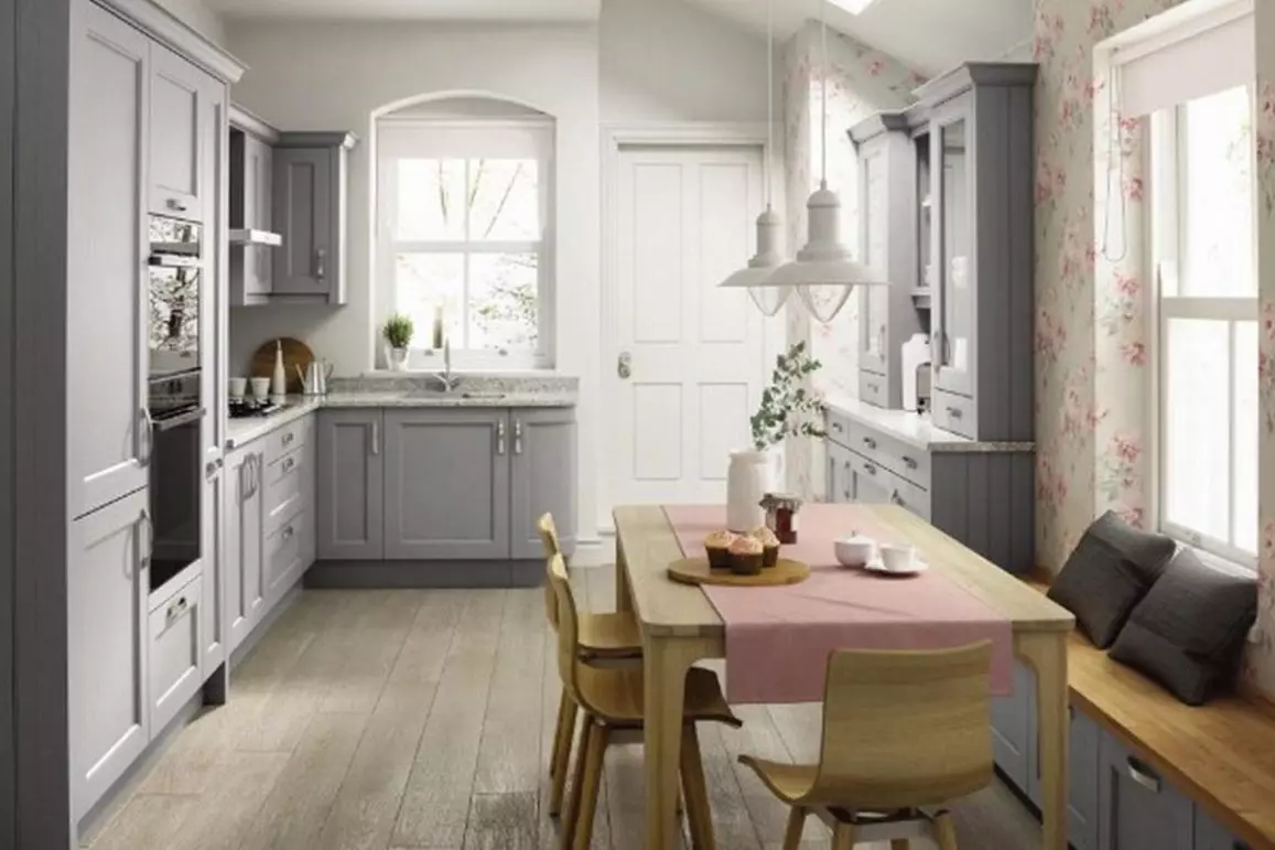 ห้องครัวสีขาว - เทา (ภาพถ่าย 81 ภาพ): ชุดหูฟังห้องครัวในโทนสีขาวและสีเทาในการตกแต่งภายใน การออกแบบผนังสีขาวที่มีสีเทาเคลือบหรือหัวมันวาว 9389_50