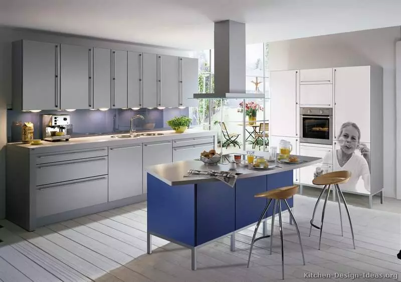 Cocinas de color gris blanco (81 fotos): Auriculares de cocina en tonos blancos y grises en el interior. Diseño de paredes blancas con cabeza gris mate o brillante. 9389_61