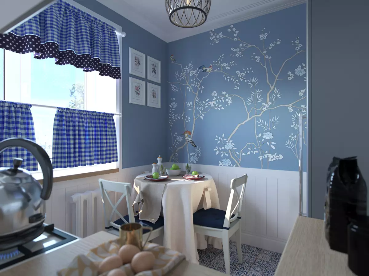Beyaz-Blue Kitchen (64 Fotoğraf): Mutfak kulaklığının mutfağının özellikleri, mutfak iç tasarımı için beyaz-mavi renkte, benzer renklerde duvarlarda aksan 9393_47