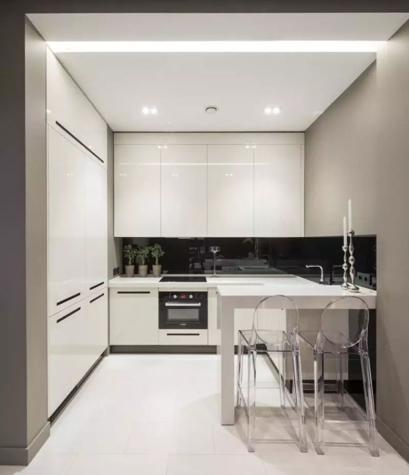 Virtuves dizains 6 kvadrātmetri. m ar ledusskapi (75 fotogrāfijas): virtuves interjers 6 kvadrātmetri ar ledusskapi, virtuves plānošanas projekti 6 kvadrātu 9415_22