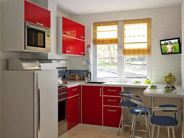 Keittiön muotoilu 6 neliömetriä. m jääkaapissa (75 kuvaa): Keittiö sisustus 6 neliömetriä jääkaapilla, keittiösuunnitteluprojektit 6 neliötä 9415_28