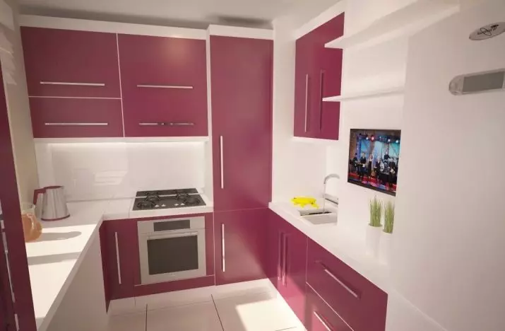 Kuchyňský design 6m². m s lednicí (75 fotek): kuchyňský interiér 6m² s lednicí, projekty plánování kuchyně 6 čtverců 9415_32