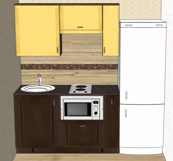 Keukenontwerp 6 vierkante meter. m met een koelkast (75 foto's): keukeninterieur 6 vierkante meter met koelkast, keukenplanning projecten 6 vierkanten 9415_34