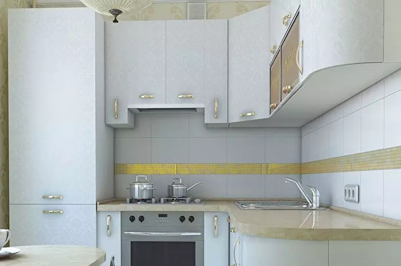 Design della cucina 6 metri quadrati. M con un frigorifero (75 foto): interni cucina 6 metri quadrati con frigorifero, progetti di pianificazione da cucina 6 piazze 9415_5