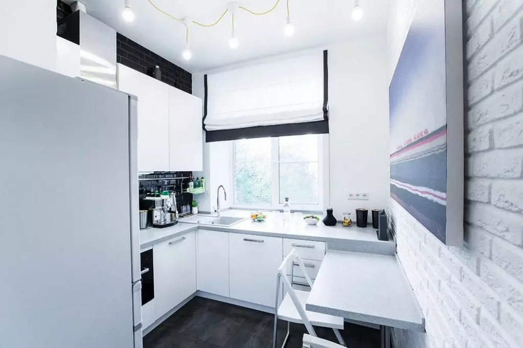 Kjøkkendesign 6 kvadratmeter. m med kjøleskap (75 bilder): Kjøkken interiør 6 kvadratmeter med kjøleskap, kjøkken planlegging prosjekter 6 firkanter 9415_61