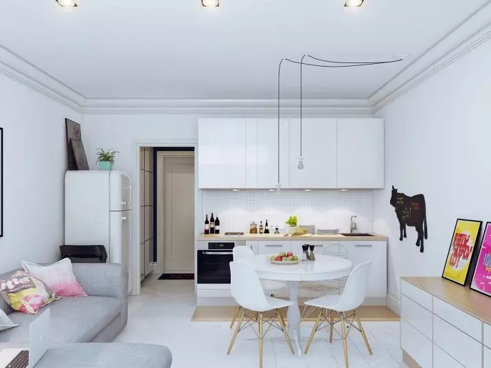 Kuchyňský design 6m². m s lednicí (75 fotek): kuchyňský interiér 6m² s lednicí, projekty plánování kuchyně 6 čtverců 9415_64