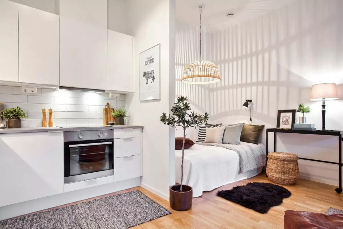 Design della cucina in Appartamento con 1 Camera da Letto (58): Opzioni per la progettazione di una cucina separata a Odnushka, una cucina semplice interno in un appartamento di 1 camera 9416_25