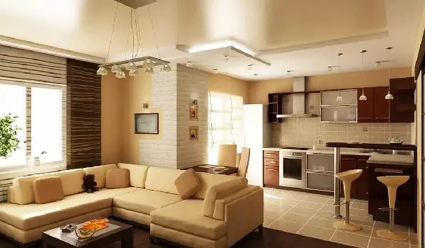 एक बेडरूम अपार्टमेंट में रसोई डिजाइन (58 फोटो): ओडनुष्का में एक अलग रसोईघर डिजाइन करने के विकल्प, 1 कमरे के अपार्टमेंट में एक साधारण रसोईघर का इंटीरियर 9416_35