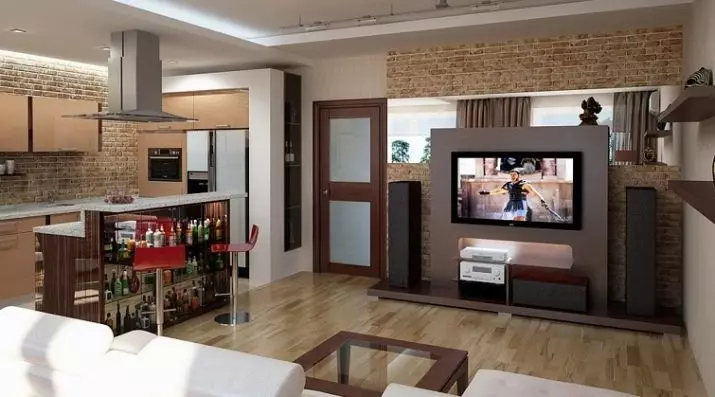 Konyha tervezés egy hálószobás apartman (58 fotó): options tervezéséhez külön konyha a odnushka, egy egyszerű konyha belső egy 1 szobás lakás 9416_36