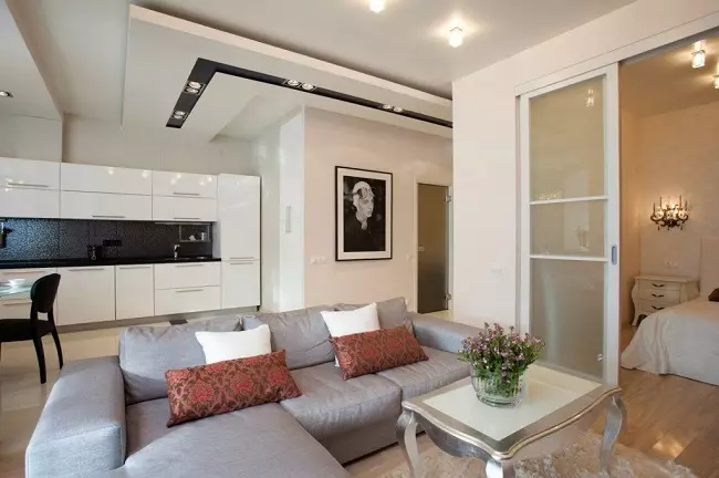 Konyha tervezés egy hálószobás apartman (58 fotó): options tervezéséhez külön konyha a odnushka, egy egyszerű konyha belső egy 1 szobás lakás 9416_39