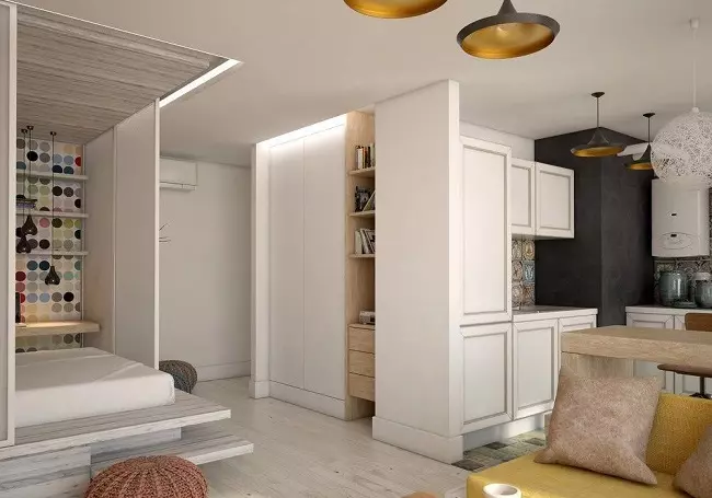Konyha tervezés egy hálószobás apartman (58 fotó): options tervezéséhez külön konyha a odnushka, egy egyszerű konyha belső egy 1 szobás lakás 9416_40