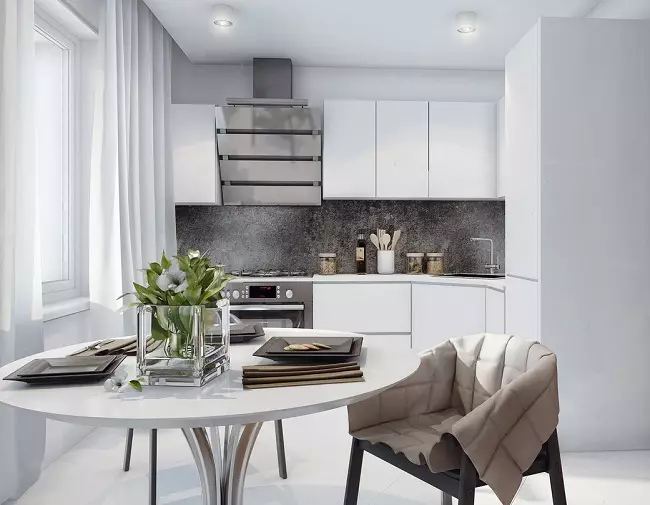 Design de cozinha em apartamento com um quarto (58 fotos): opções para projetar uma cozinha separada no Odnushka, um interior de cozinha simples em um apartamento de 1 quarto 9416_52