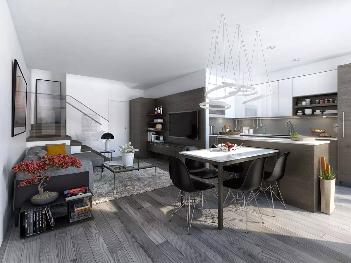 Design de cuisine dans un appartement d'une Chambre (58 photos): options pour la conception d'une cuisine séparée à Odnushka, un intérieur de cuisine simple dans un appartement de 1 pièce 9416_57