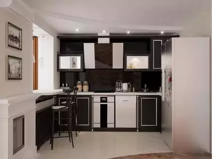 एक बेडरूम अपार्टमेंट में रसोई डिजाइन (58 फोटो): ओडनुष्का में एक अलग रसोईघर डिजाइन करने के विकल्प, 1 कमरे के अपार्टमेंट में एक साधारण रसोईघर का इंटीरियर 9416_9