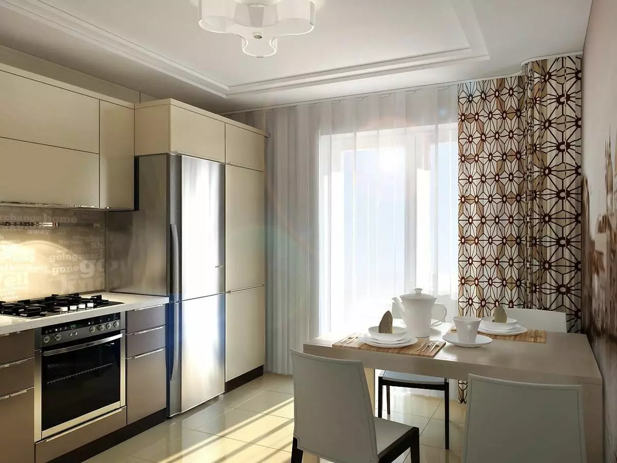 Thiết kế nhà bếp với ban công (62 ảnh): Giải pháp nội thất nhà bếp ban đầu với quyền truy cập vào loggia. Bố trí nhà bếp với cánh cửa ban công 9417_49