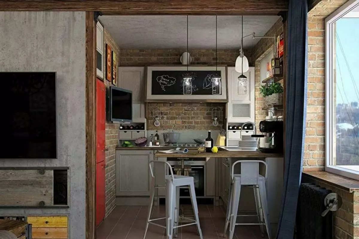 Kuhinja dizajn u Hruščova 6 četvornih metara. m sa hladnjakom (65 fotografija): raspored i unutarnje kuhinje veličine 6 kvadrata 9424_42