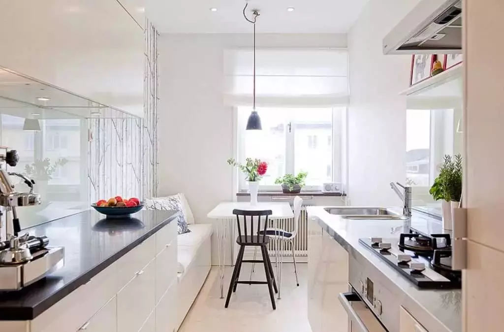 Mutfak tasarımı 9 metrekare buzdolabı (67 fotoğraf): İlginç projeler ve iç seçenekler. Gerekli mobilya nasıl yer alır? 9432_20
