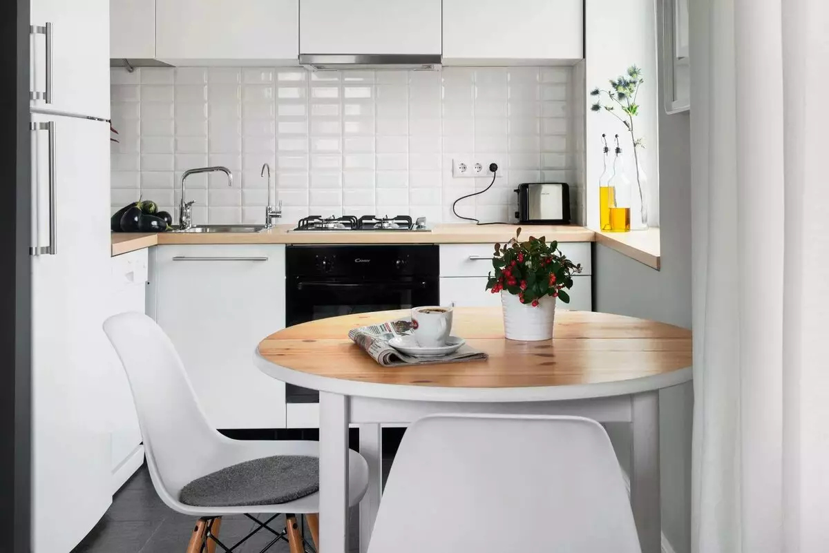 Kuhinjska design 9 kvadratnih metrov s hladilnikom (67 fotografij): zanimivi projekti in možnosti notranje opreme. Kako namestiti potrebno pohištvo? 9432_37