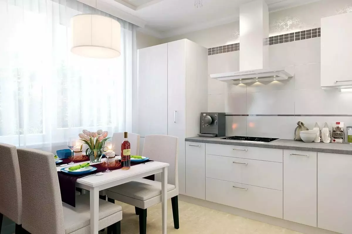 厨房设计9平方米，冰箱（67张照片）：有趣的项目和室内选择。如何容纳必要的家具？ 9432_56