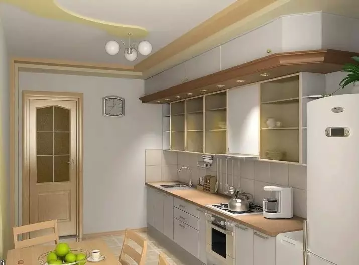 Kuhinjska design 9 kvadratnih metrov s hladilnikom (67 fotografij): zanimivi projekti in možnosti notranje opreme. Kako namestiti potrebno pohištvo? 9432_58