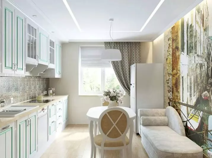Mutfak tasarımı 9 metrekare buzdolabı (67 fotoğraf): İlginç projeler ve iç seçenekler. Gerekli mobilya nasıl yer alır? 9432_59