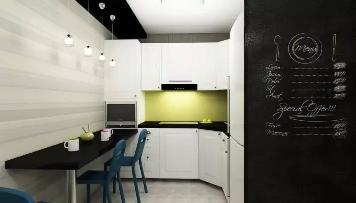 Mutfak tasarımı 9 metrekare buzdolabı (67 fotoğraf): İlginç projeler ve iç seçenekler. Gerekli mobilya nasıl yer alır? 9432_60