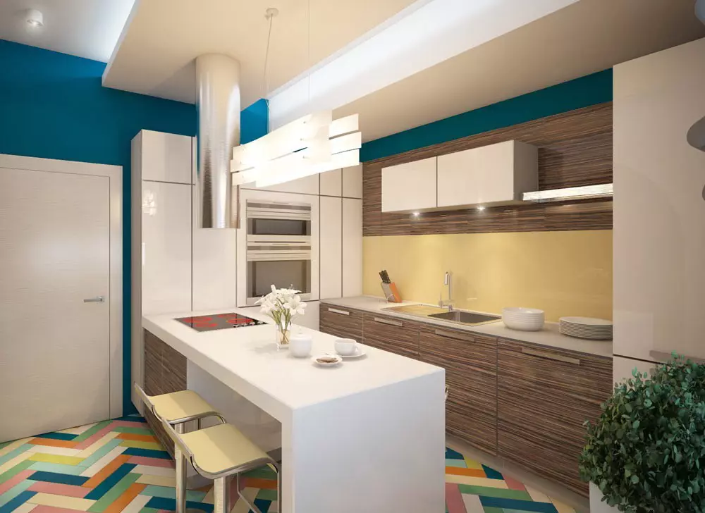 Desain dapur 13 méter pasagi. M (66 poto): Gagasan Perencanaan 13 13 méter pasagi sareng balkon sareng bisuk, dapur internal dina kuadad 10 sareng proyék-kuadrat sanés 9436_33