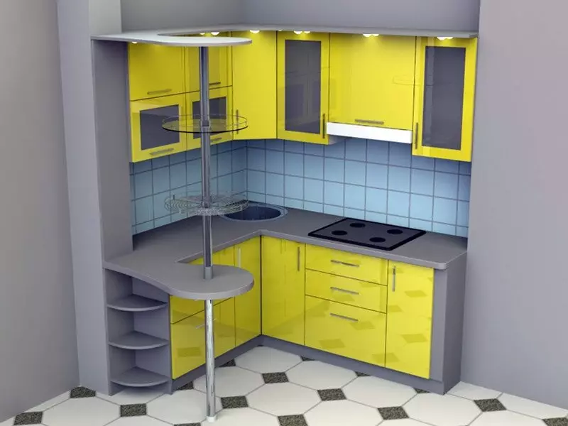 2 metriä Keittiö Design (60 valokuvaa): 2x3 metriä Kitchen Suunnittelu ja sisätila ikkuna, Pieni keittiö 3x2 koko jääkaappi 9438_2