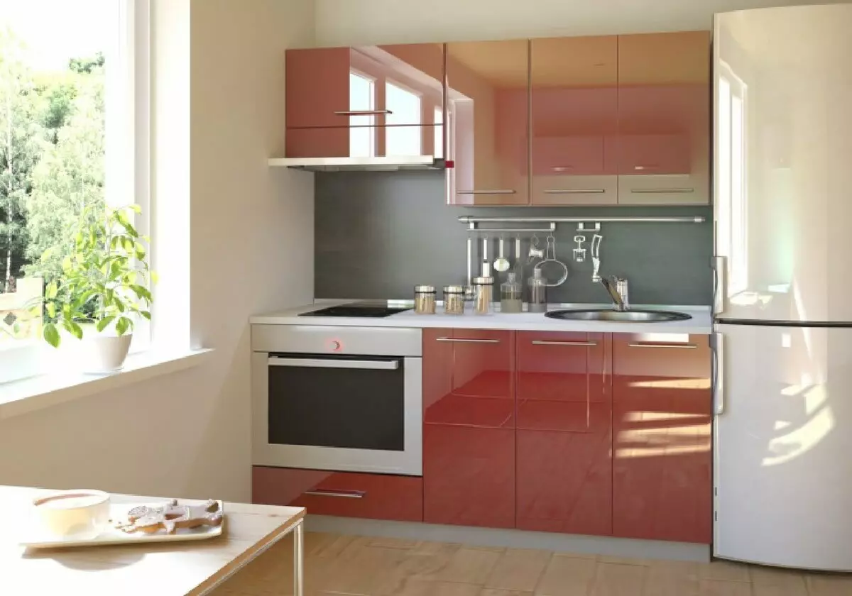 2 metriä Keittiö Design (60 valokuvaa): 2x3 metriä Kitchen Suunnittelu ja sisätila ikkuna, Pieni keittiö 3x2 koko jääkaappi 9438_22