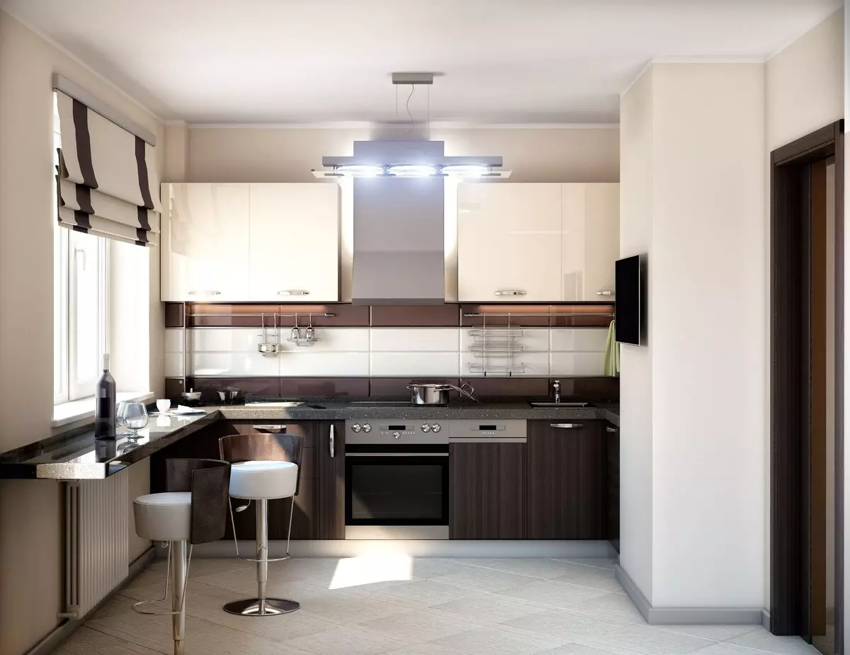 2 metriä Keittiö Design (60 valokuvaa): 2x3 metriä Kitchen Suunnittelu ja sisätila ikkuna, Pieni keittiö 3x2 koko jääkaappi 9438_39