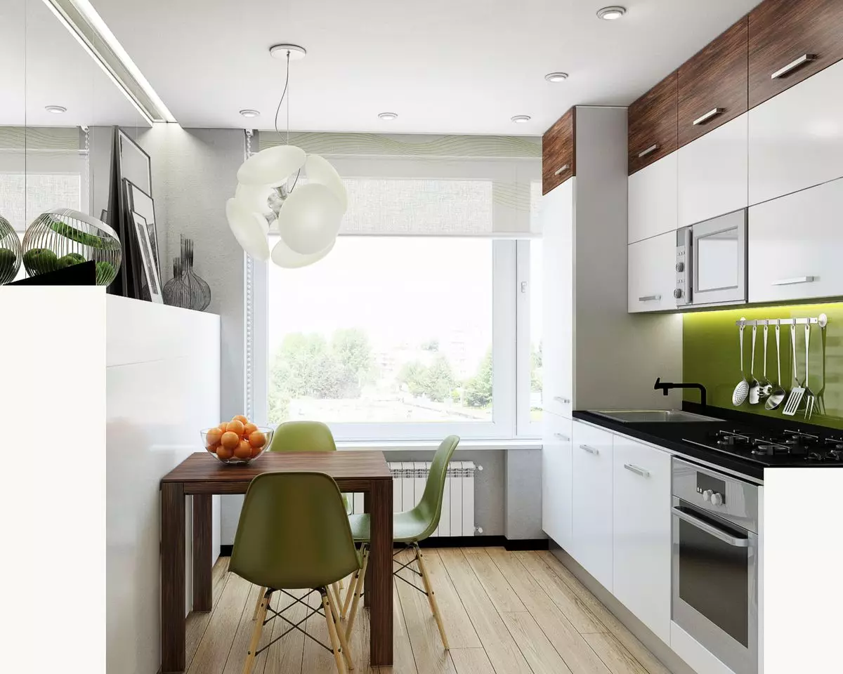 2 metriä Keittiö Design (60 valokuvaa): 2x3 metriä Kitchen Suunnittelu ja sisätila ikkuna, Pieni keittiö 3x2 koko jääkaappi 9438_50