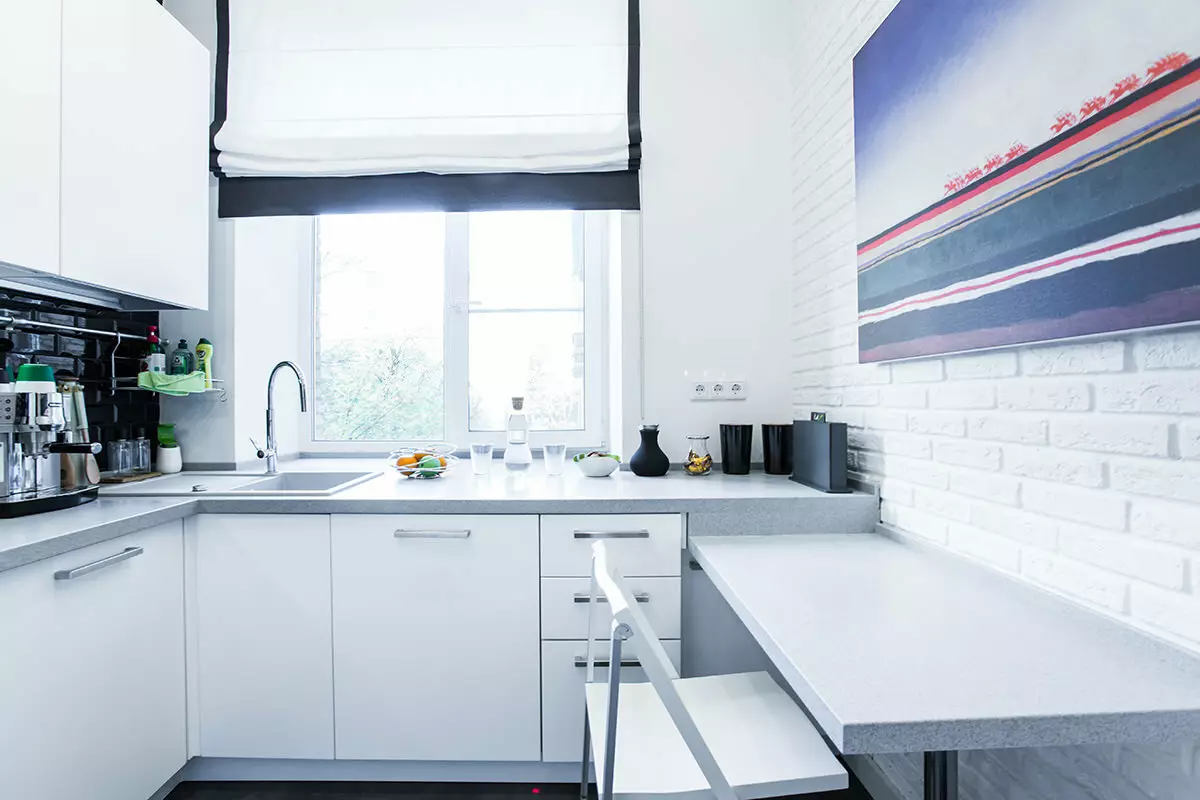 2 metriä Keittiö Design (60 valokuvaa): 2x3 metriä Kitchen Suunnittelu ja sisätila ikkuna, Pieni keittiö 3x2 koko jääkaappi 9438_51