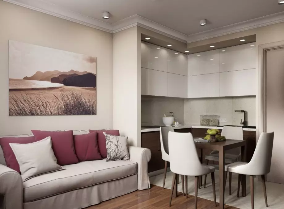 Deseño de cociña 12 m² M. m cun sofá (79 fotos): zonificación da cociña interior de 12 metros cadrados. metros cunha televisión e sen ideas para a planificación 9439_40