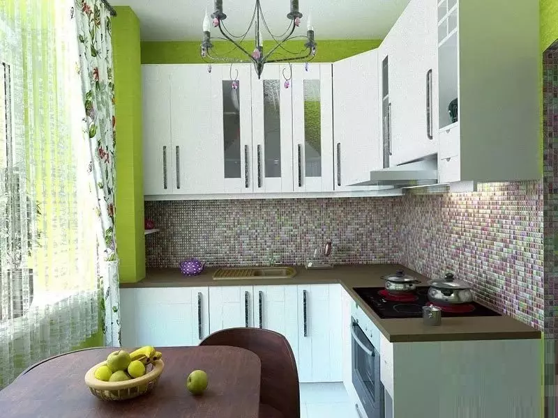 Kuchynský dizajn 6 metrov štvorcových. m v Khrushchev (88 fotografií): Nápady na dizajn interiéru v malej miestnosti 6 metrov štvorcových, veľkosti kuchyne a usporiadanie plánu, oprava možností 9441_66