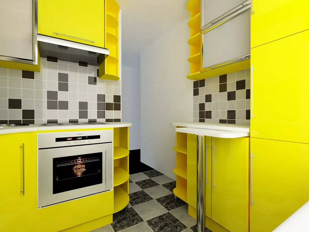 Køkkendesign 6 kvadratmeter. M i Khrushchev (88 billeder): Interiørdesign ideer i et lille rum på 6 kvadratmeter, køkkenstørrelser og arrangementplan, reparationsmuligheder 9441_73