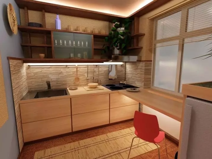 Little Cuisine (124 fotografií): Interiérový dizajn s malou izbou, kuchynský nábytok Malé námestie, kuchyňa dekorácie v byte, krásny dizajnér dokončenie možnosti 9450_118