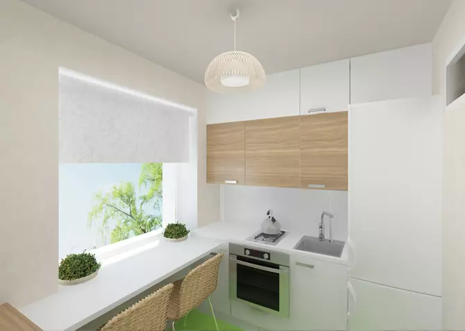 Little Cuisine (124 fotografií): Interiérový dizajn s malou izbou, kuchynský nábytok Malé námestie, kuchyňa dekorácie v byte, krásny dizajnér dokončenie možnosti 9450_19