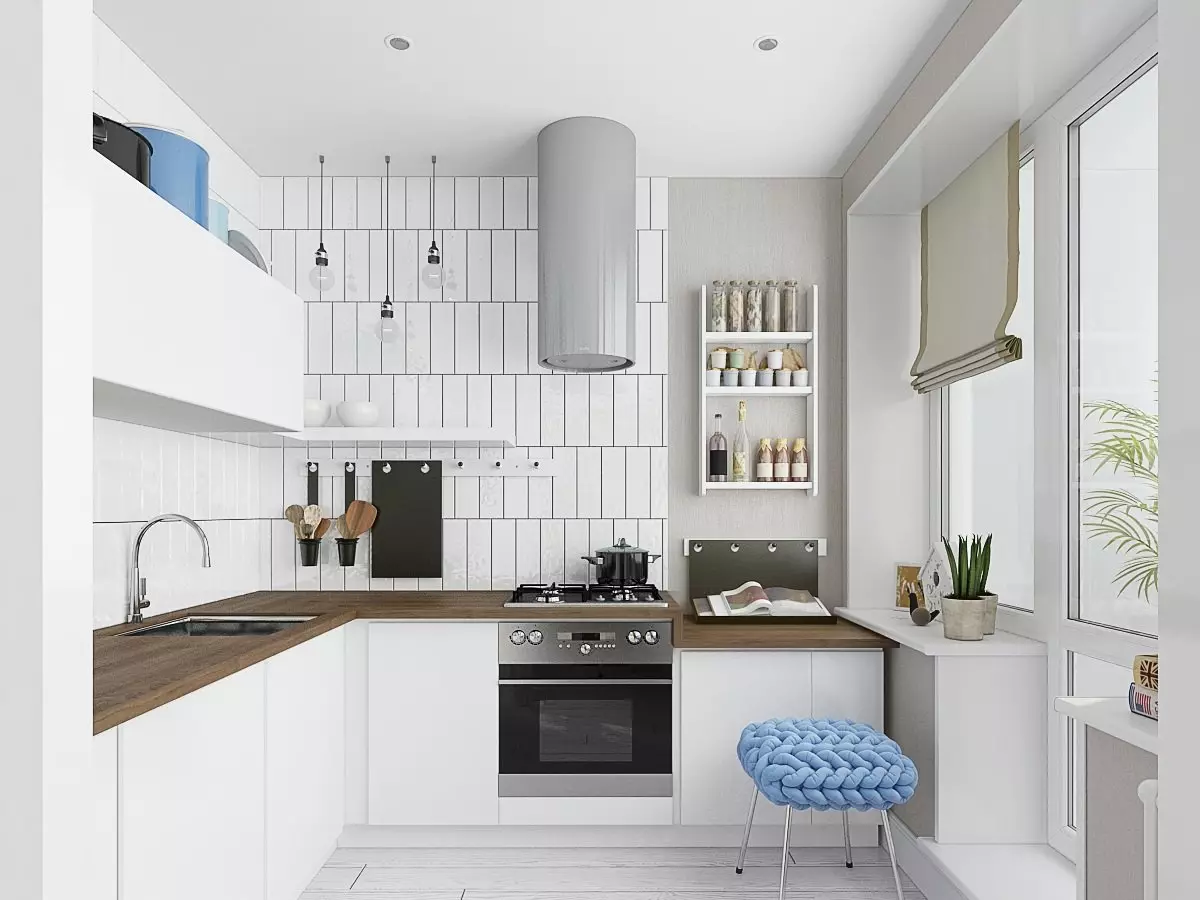 Little Cuisine (124 fotografií): Interiérový dizajn s malou izbou, kuchynský nábytok Malé námestie, kuchyňa dekorácie v byte, krásny dizajnér dokončenie možnosti 9450_38