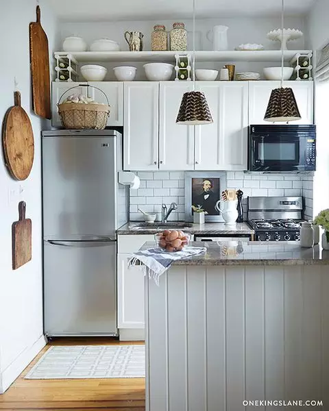 5 kvadratnih kuhinjskih dizajna. M (100 fotografija): popravak u kuhinji 5 četvornih metara, kuhinjski set i drugi namještaj, ideje planiranje za malu kuhinju 9454_13