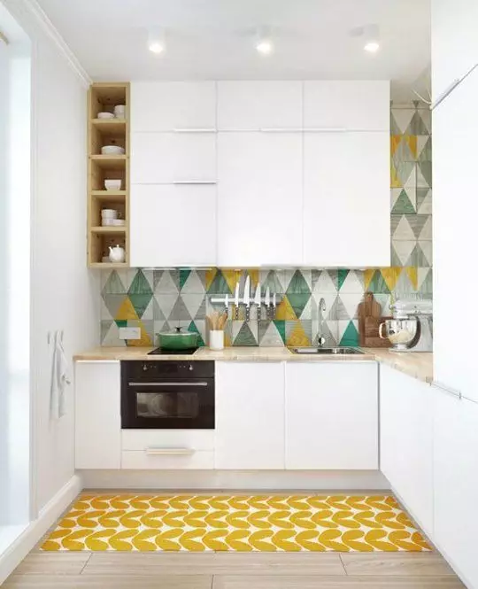 5 квадратни кујнски дизајн. M (100 фотографии): поправка во кујната 5 квадратни метри, кујна сет и друг мебел, идеи планирање за мала кујна 9454_30